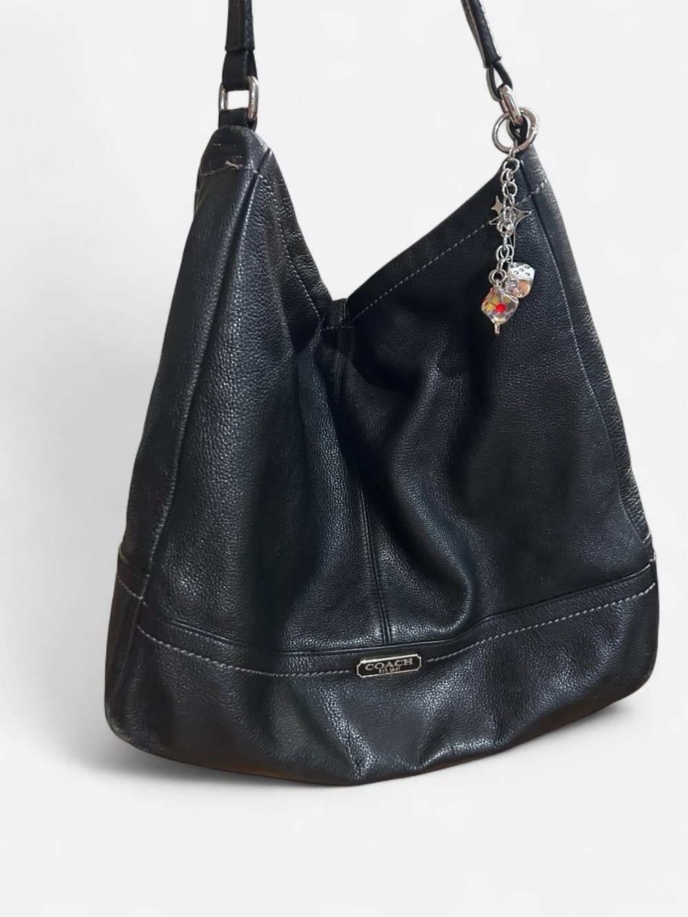 Coach Black Pebbled Leather Shoulder Hobo Bag